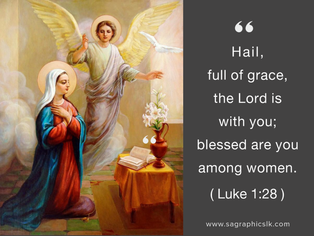 " Hail, full of grace, the Lord is with you; blessed are you among women. " 